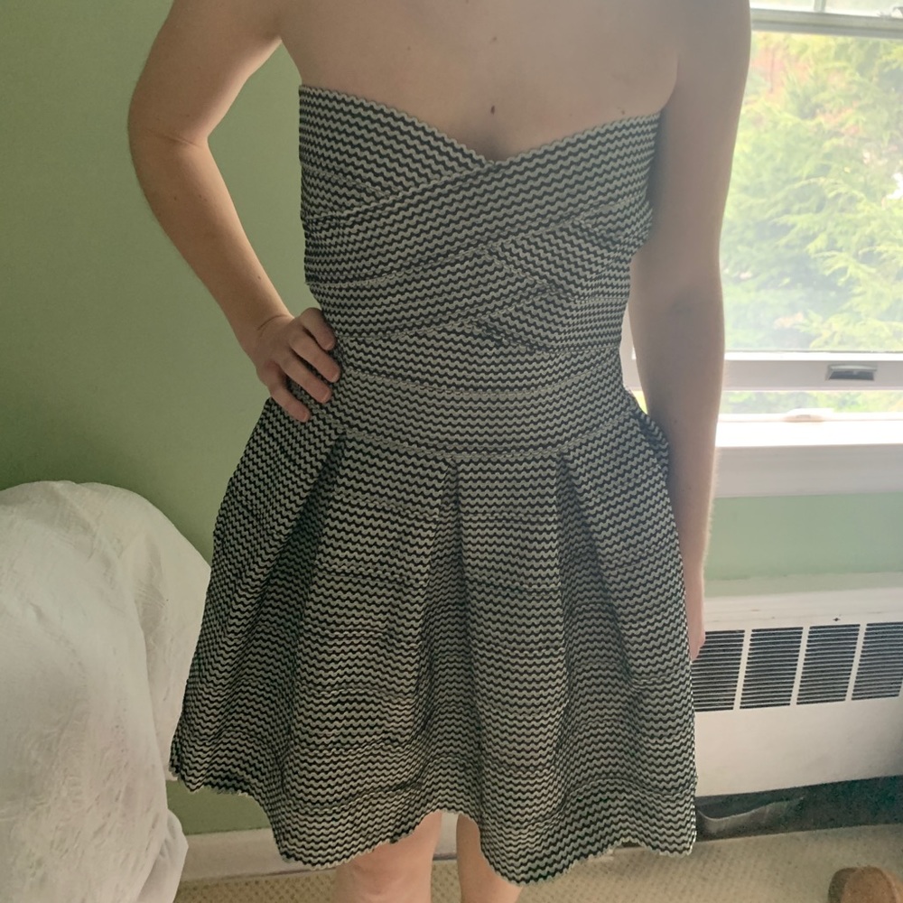 Black and white striped dress